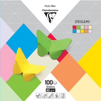 POLLEN Origami Uni, Pack De 100 Feuilles 12X12Cm 80G, Assortiment Mixte - 10 Couleurs Différentes