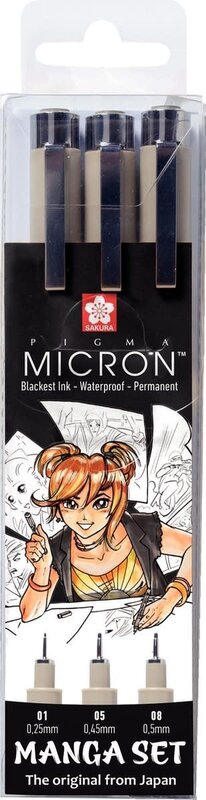 SAKURA Pigma Micron Collection Manga unique de 3 stylos