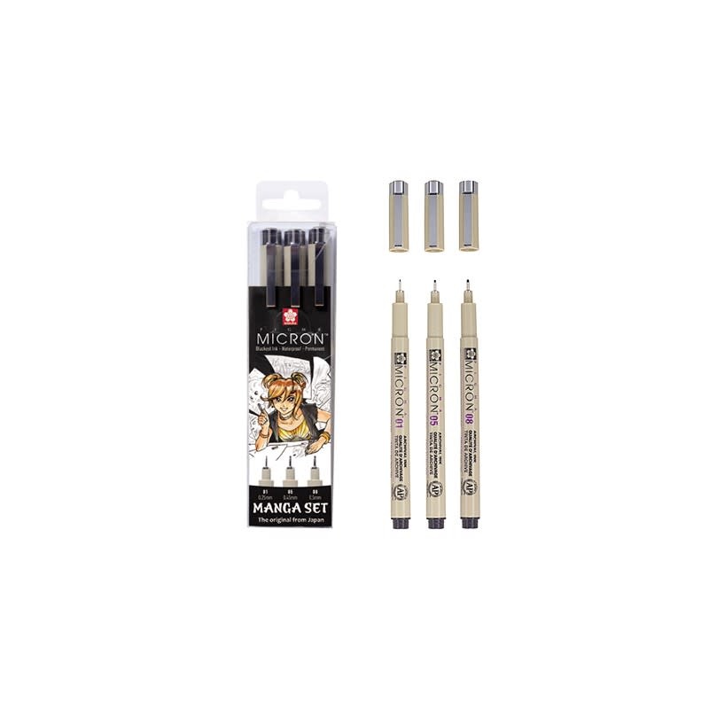 SAKURA Pigma Micron Collection Manga unique de 3 stylos