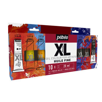 PEBEO Huile Fine Xl Etui 10 Tubes De 20 Ml Assortis Et Pinceau