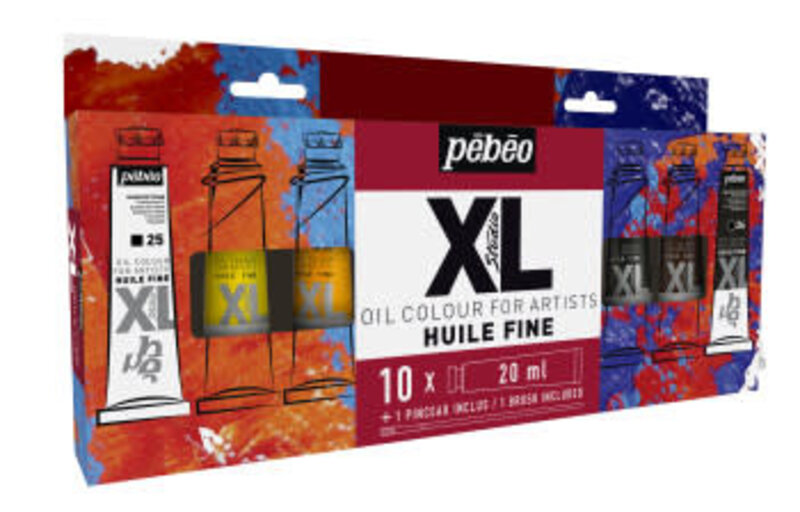 PEBEO Huile Fine Xl Etui 10 Tubes De 20 Ml Assortis Et Pinceau