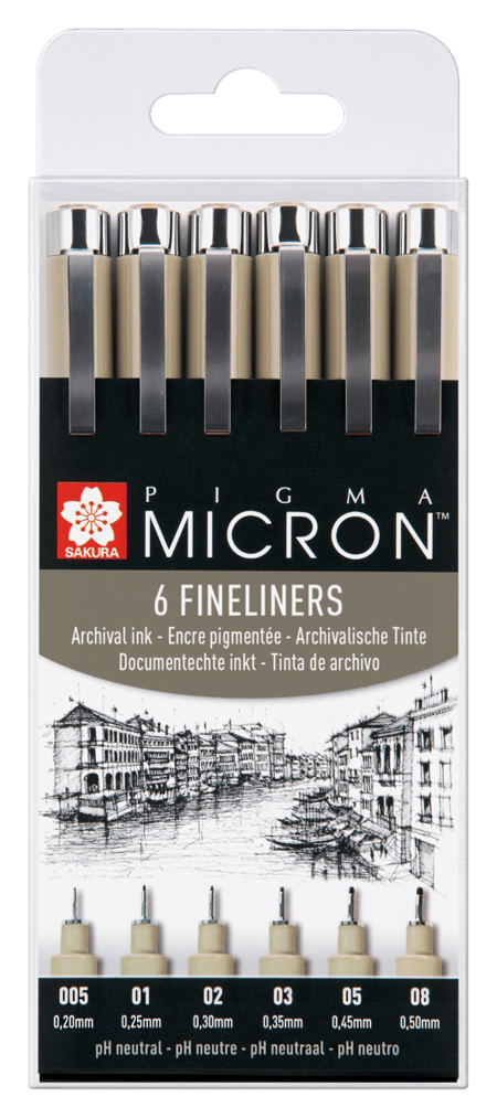 SAKURA Pigma Micron Étui 6 Fineliners Noirs