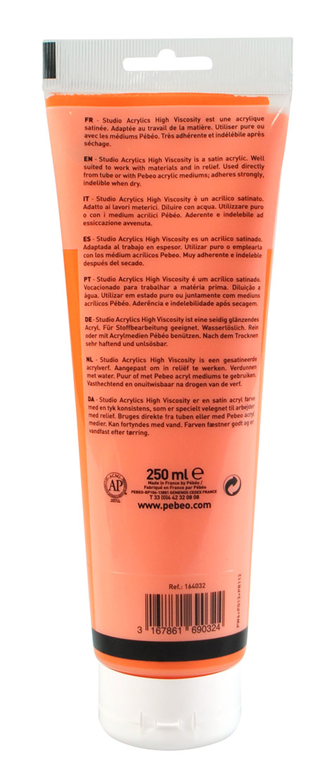 PEBEO Acrylique Fine Studio Acrylics 250 Ml Orange Cadmium Imitation