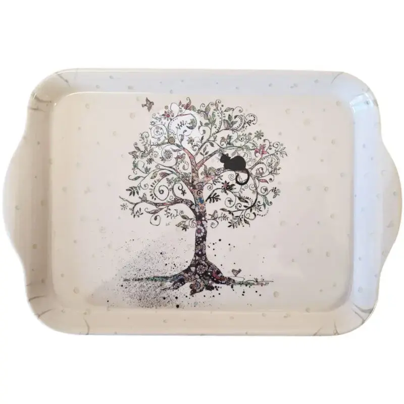 KIUB Plateau Mélamine Pm Bug Art Chat Arbre De Vie 20,8x14cm