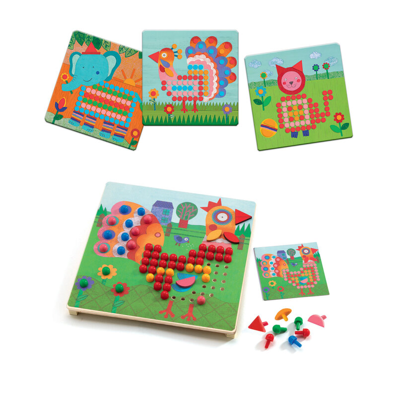 DJECO Jeux  Educatifs - Jeux Educatifs Mosaico Animaux - Fsc Mix