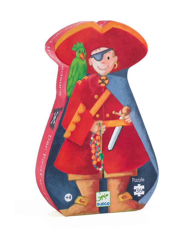 DJECO Puzzles - Puzzles Silhouettes Le Pirate Et Son Trésor 36 Pcs - Fsc Mix