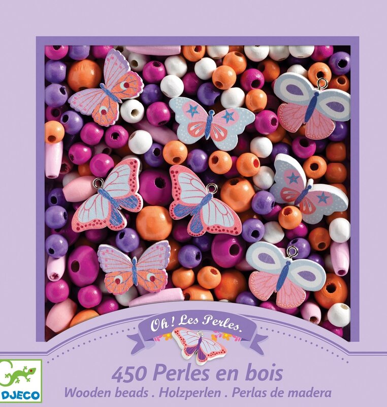 DJECO Beads and jewelry Wooden beads - Butterflies