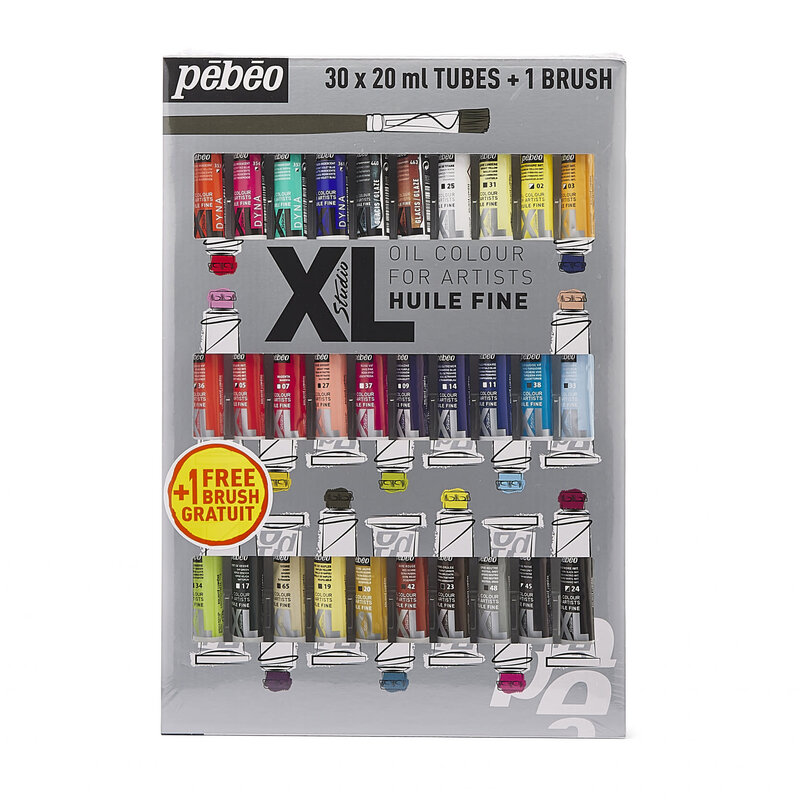 PEBEO Huile Fine Xl Etui 30 Tubes De 20 Ml Assortis Et Pinceau