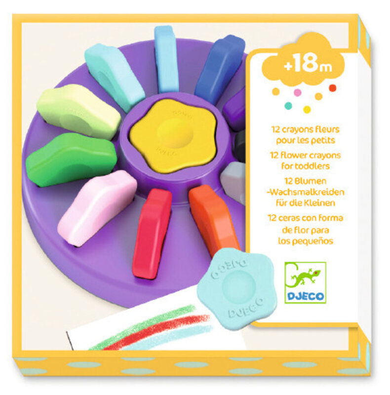 DJECO Les Couleurs Des Petits - Crayons  12 Crayons Fleurs Pour Les Petits