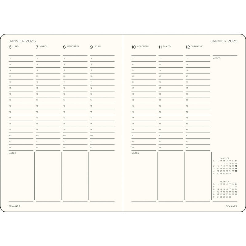 LEUCHTTURM 1917 Agenda Semainier Vertical (A5) 2025 Sky  Français 12 mois