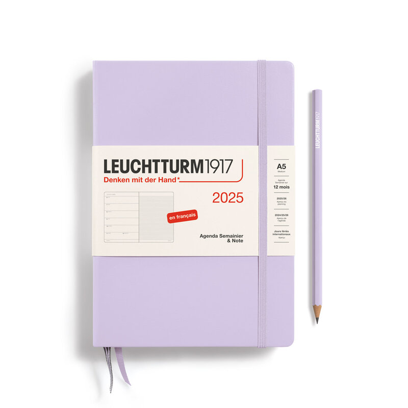 LEUCHTTURM 1917 Agenda Semainier & notes Medium (A5) 2025 Lilac Français 12 mois