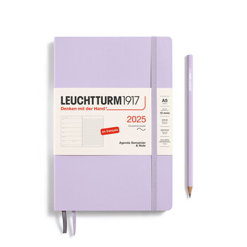 LEUCHTTURM 1917 Agenda Semainier & notes Couverture souple Medium (A5) 2025 Lilac Français 12 mois