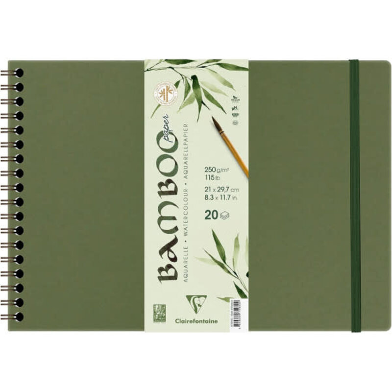 CLAIREFONTAINE Bamboo Carnet Spiralé A4 20F 250G (Format Paysage)