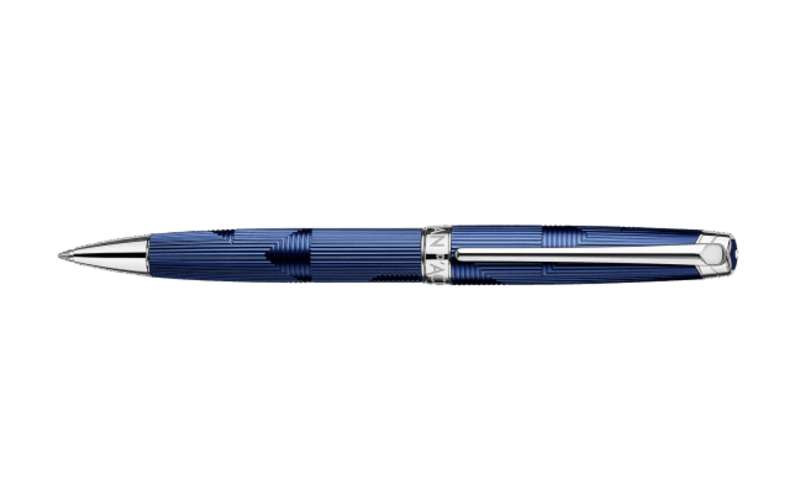 CARAN D'ACHE Stylo Bille, Léman Bleu Marin Argenté/Rhodié