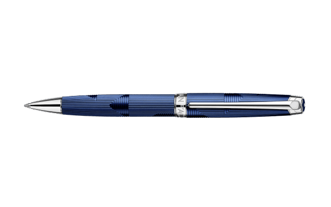 CARAN D'ACHE Stylo Bille, Léman Bleu Marin Argenté/Rhodié