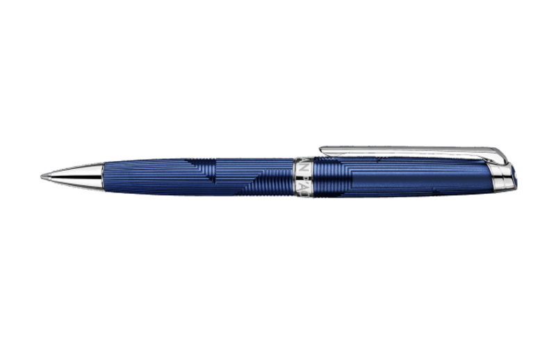 CARAN D'ACHE Stylo Bille, Léman Bleu Marin Argenté/Rhodié