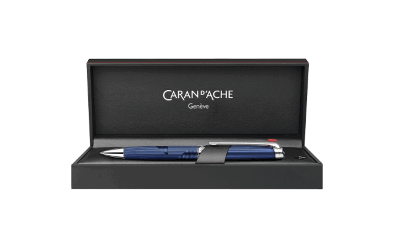 CARAN D'ACHE Stylo Bille, Léman Bleu Marin Argenté/Rhodié