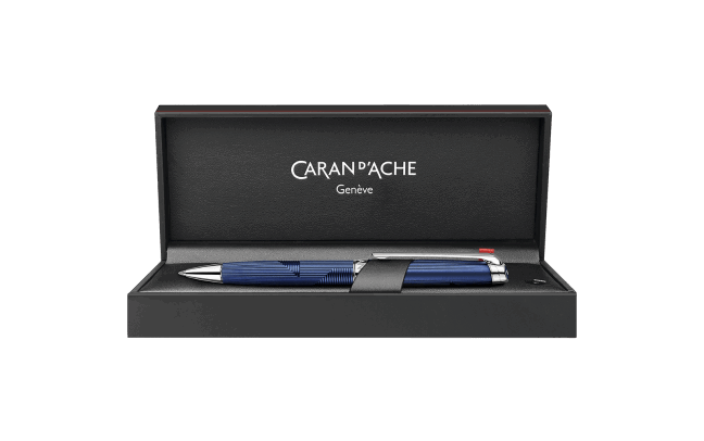 CARAN D'ACHE Stylo Bille, Léman Bleu Marin Argenté/Rhodié
