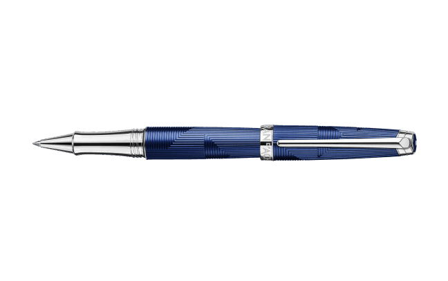 CARAN D'ACHE Stylo Roller, Léman Bleu Marin Argenté/Rhodié
