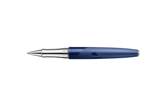 CARAN D'ACHE Stylo Roller, Léman Bleu Marin Argenté/Rhodié