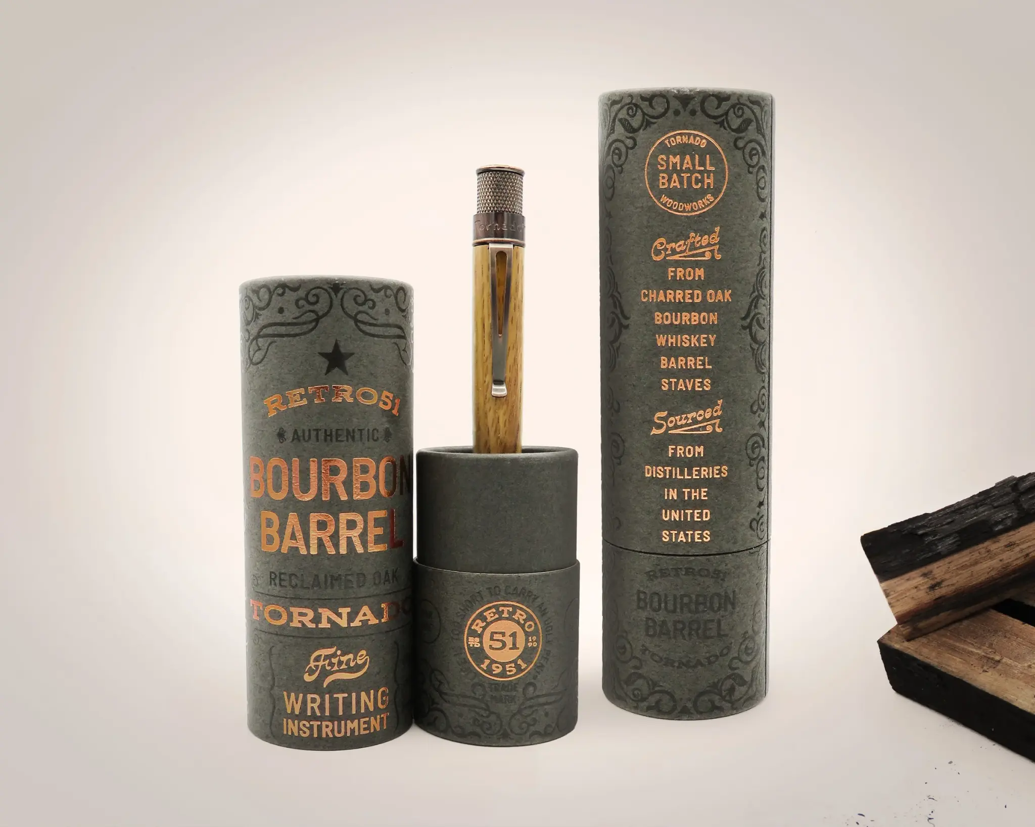 RETRO 51 Tornado Stylo Roller Woodworks Bourbon'S Barrel