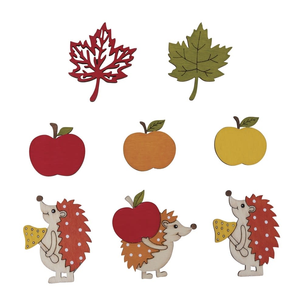 RAYHER Miniat. bois Hérisson, Pommes, Feuille