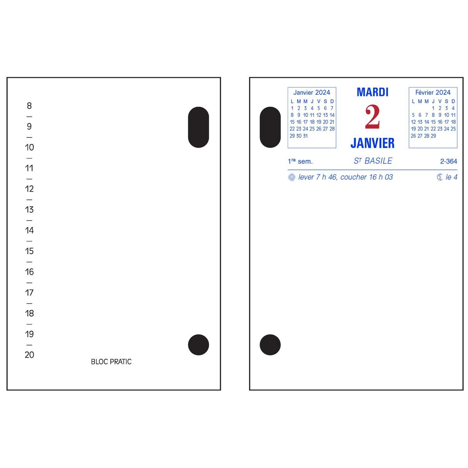 EXACOMPTA Bloc-pratic date à droite 8,2 x 12 cm - 2026 - Rouge
