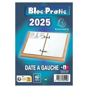 EXACOMPTA Bloc-pratic date à gauche 8,2x12 cm - 2025 - Bleu