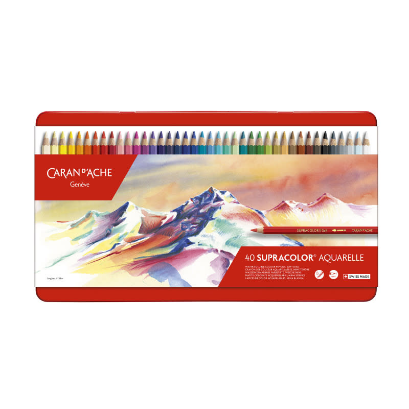 CARAN D'ACHE SUPRACOLOR® Soft Aquarelle Boîte métal de 40 crayons de couleurs
