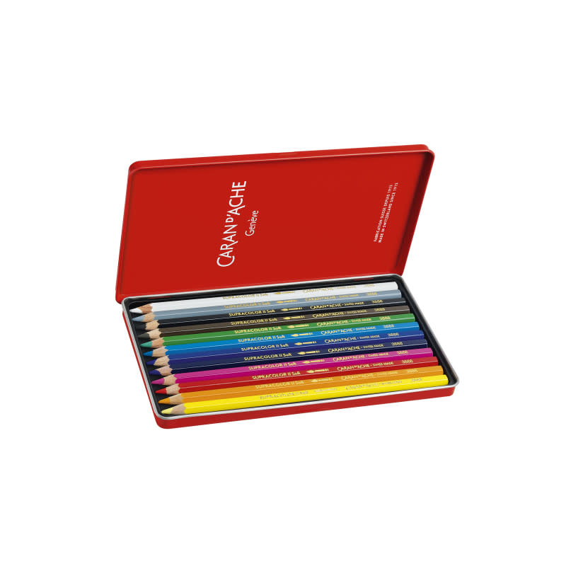 CARAN D'ACHE SUPRACOLOR® Soft Aquarelle Boîte métal de 12 crayons de couleurs