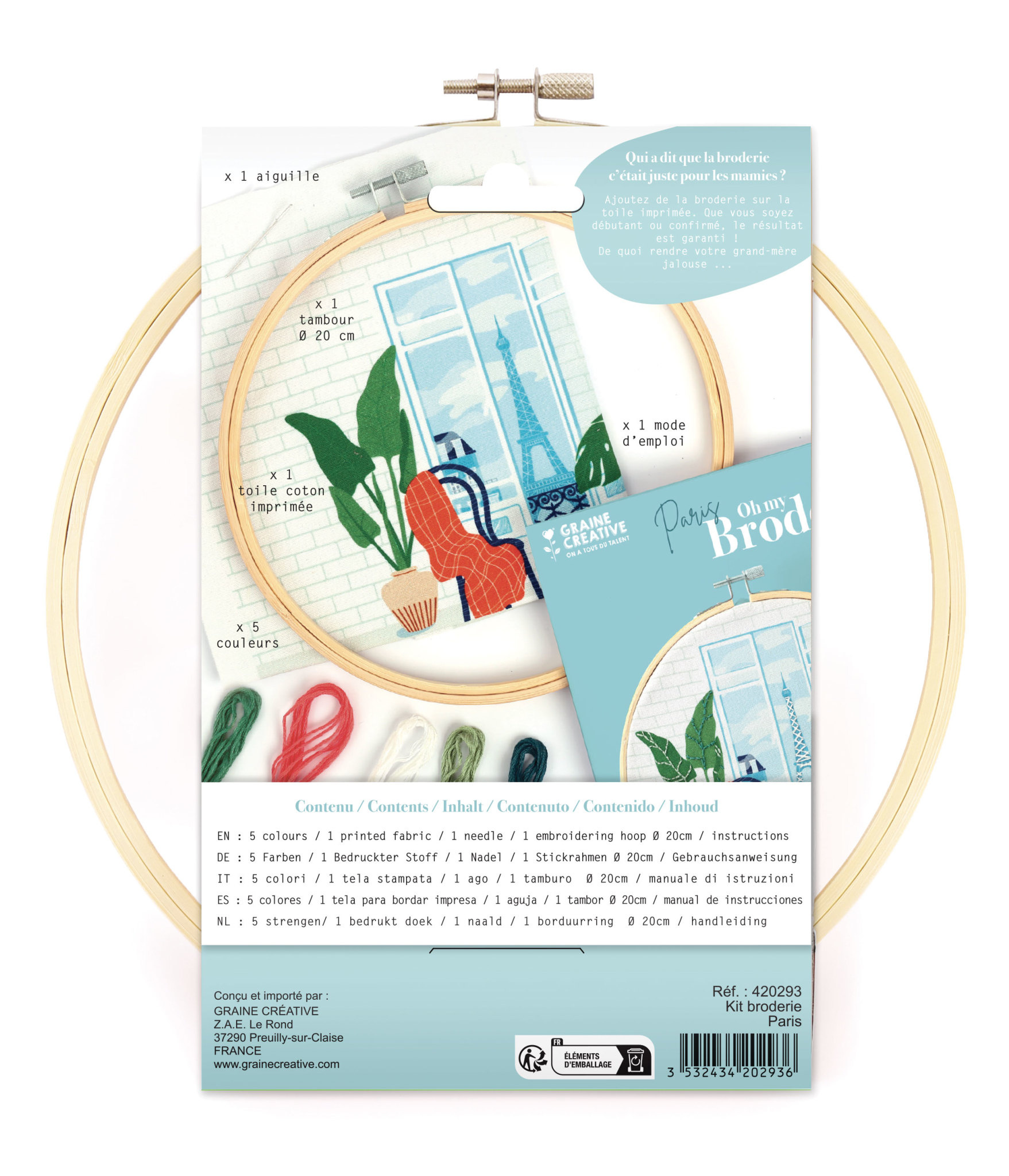 GRAINE CREATIVE Kit Broderie Partielle Paris  Ø20Cm