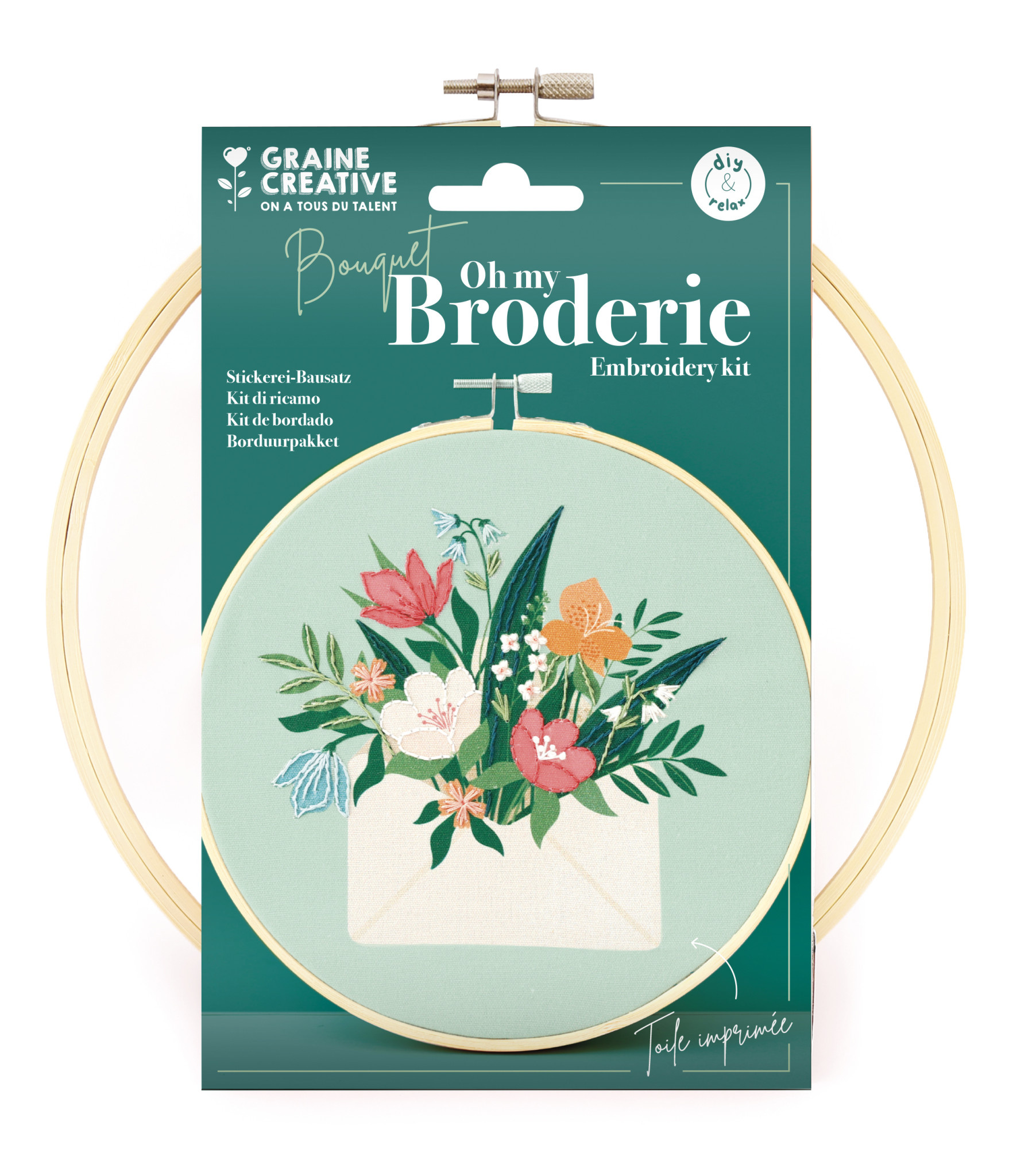 GRAINE CREATIVE Kit Broderie Partielle Bouquet Ø20Cm