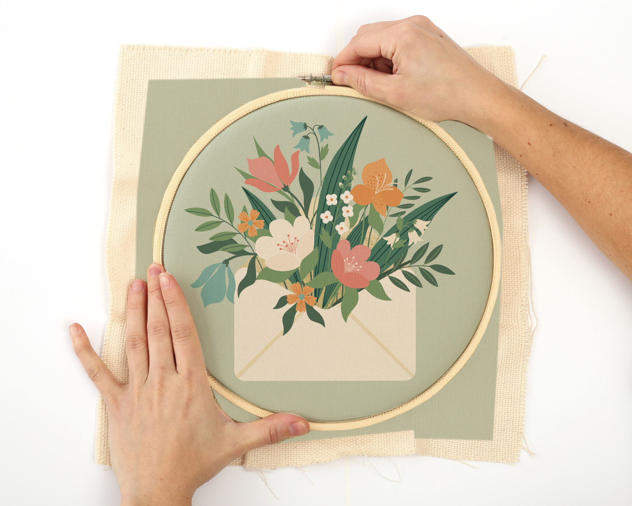 GRAINE CREATIVE Kit Broderie Partielle Bouquet Ø20Cm