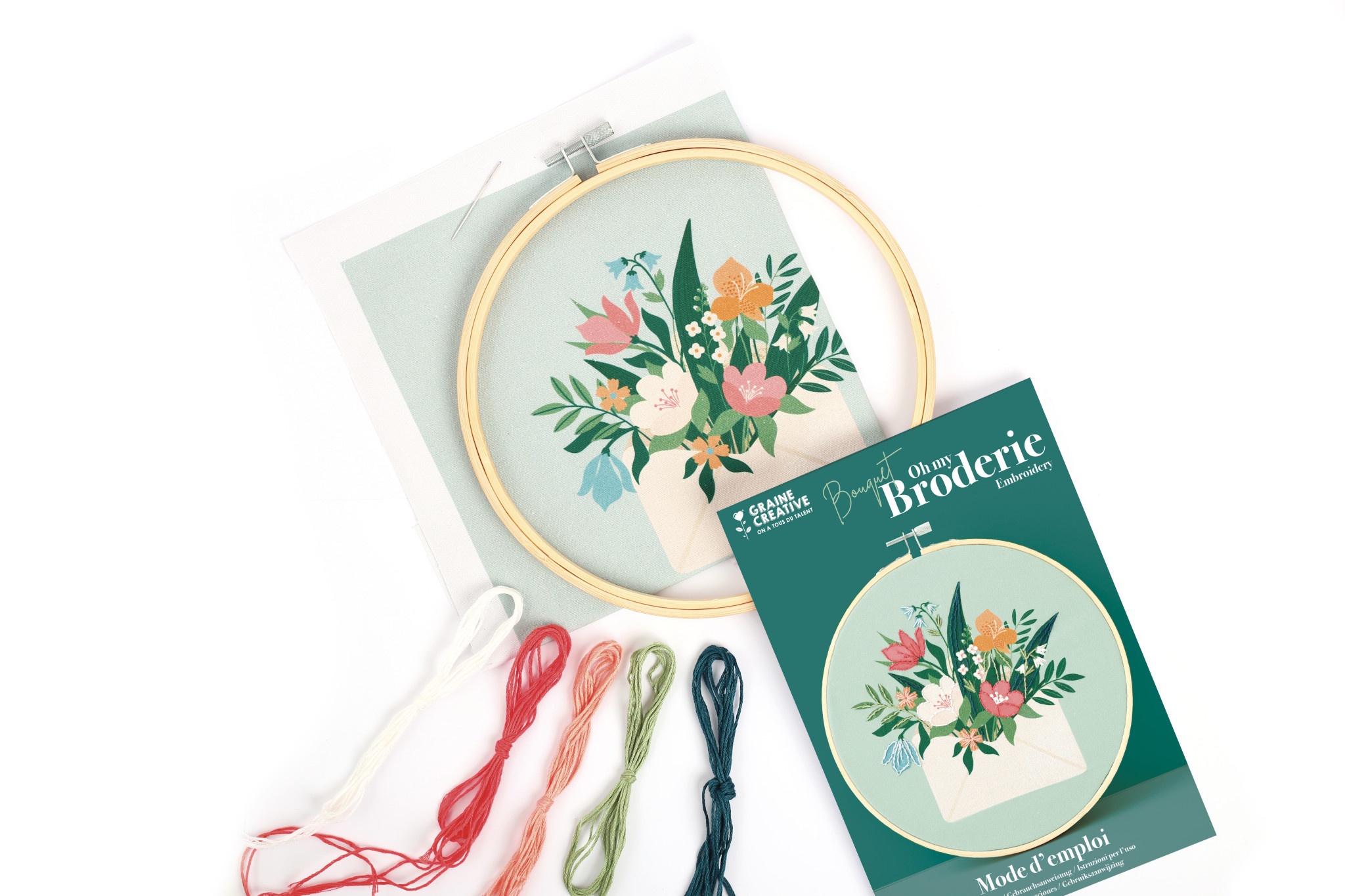 GRAINE CREATIVE Kit Broderie Partielle Bouquet Ø20Cm