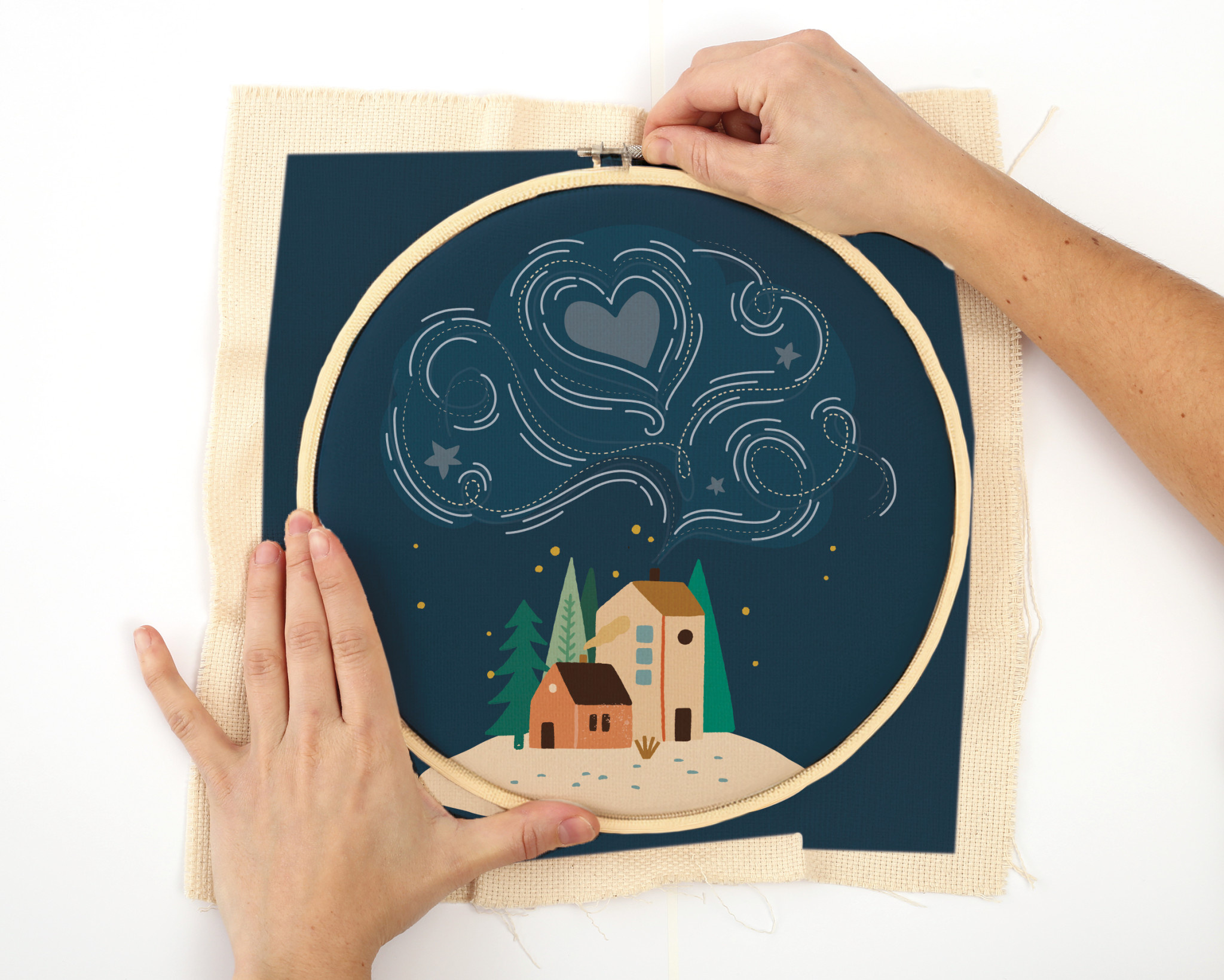 GRAINE CREATIVE Kit Broderie Partielle Nuit  Ø20Cm