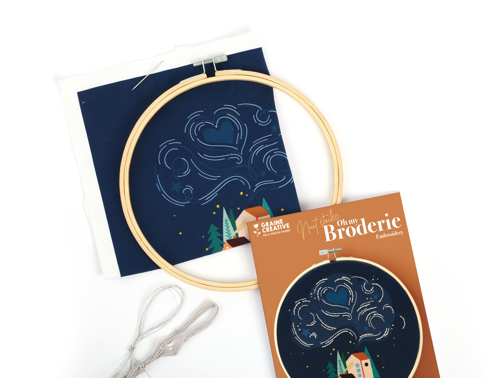 GRAINE CREATIVE Kit Broderie Partielle Nuit  Ø20Cm