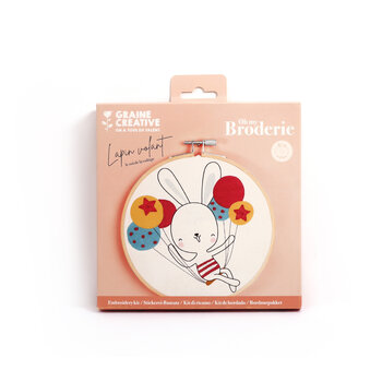 GRAINE CREATIVE Kit Broderie Partielle Lapin Volant Ø15Cm