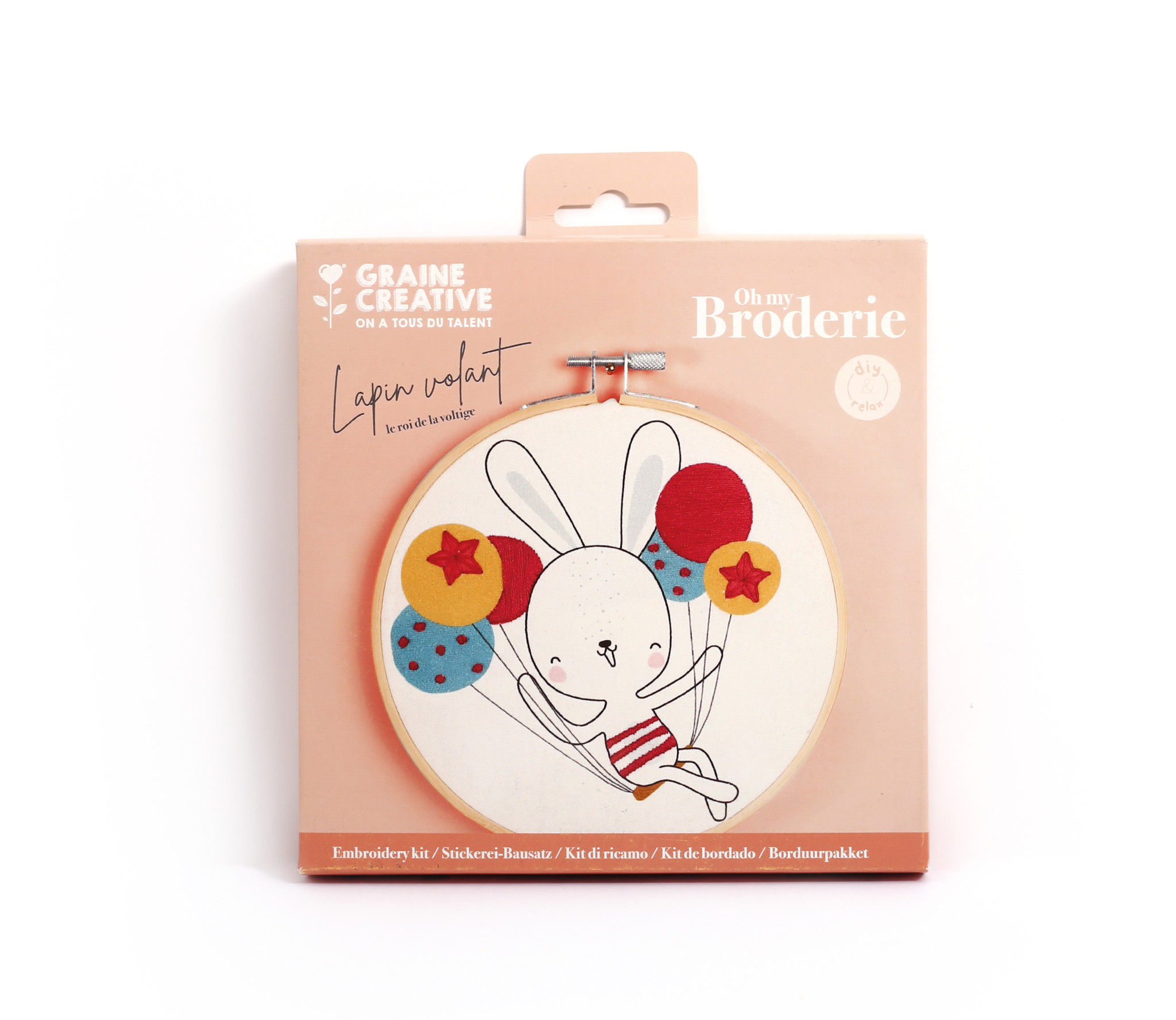 GRAINE CREATIVE Kit Broderie Partielle Lapin Volant Ø15Cm