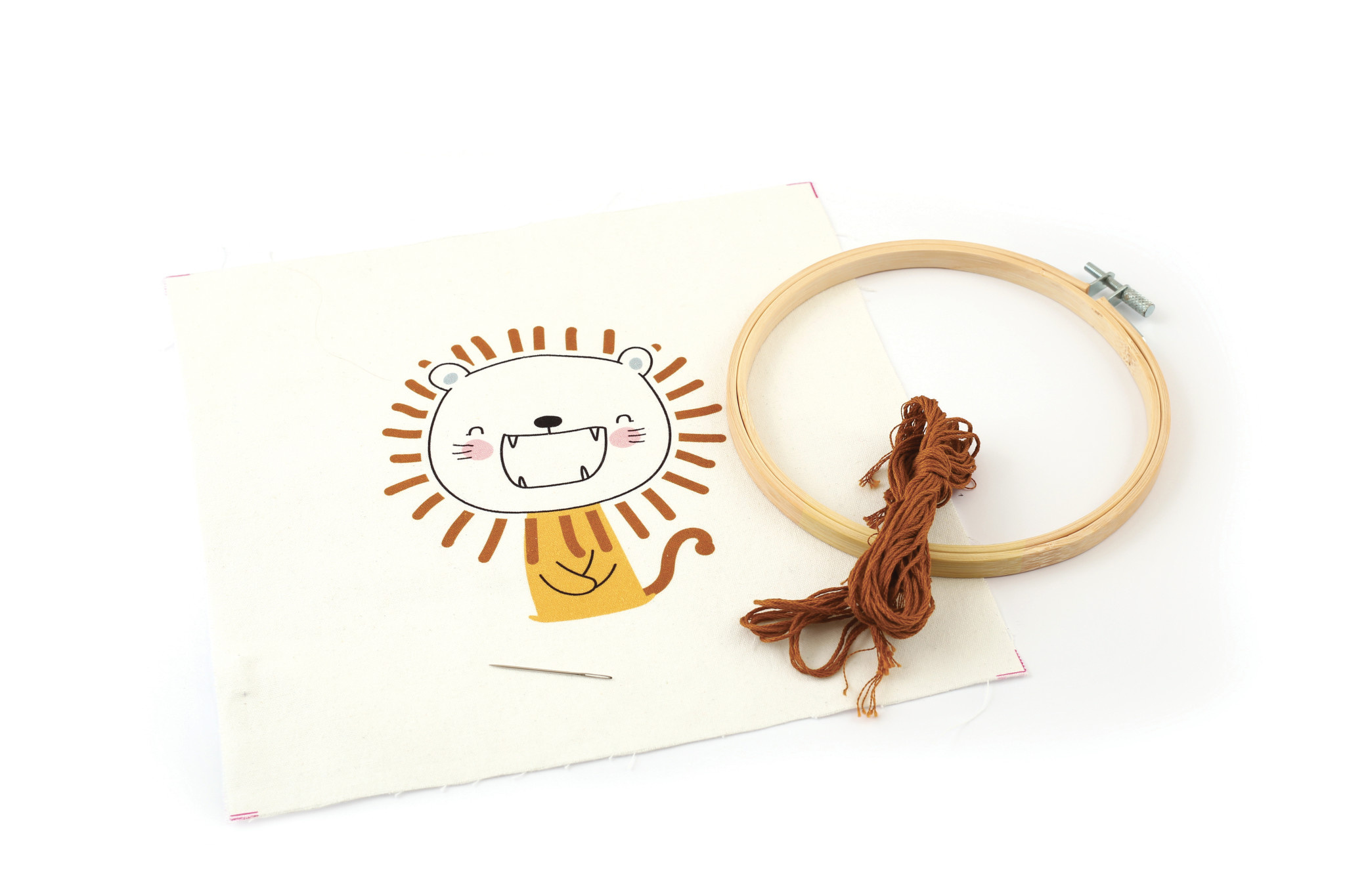 GRAINE CREATIVE Kit Broderie Partielle Lion Sauvage Ø15Cm