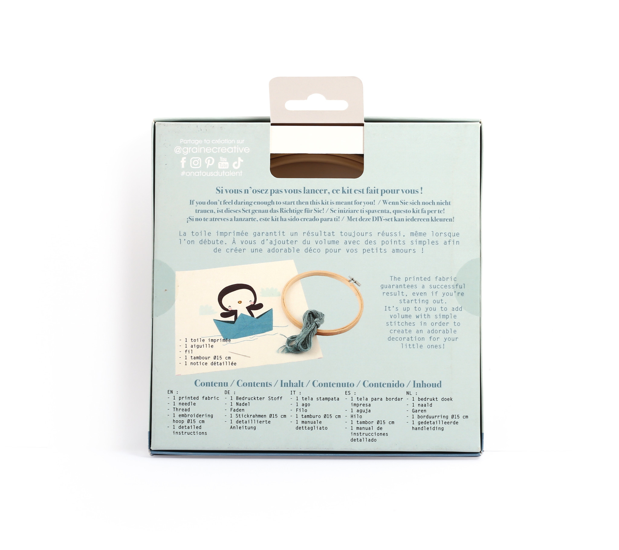 GRAINE CREATIVE Kit Broderie Partielle Cap'Taine Pingouin Ø15Cm