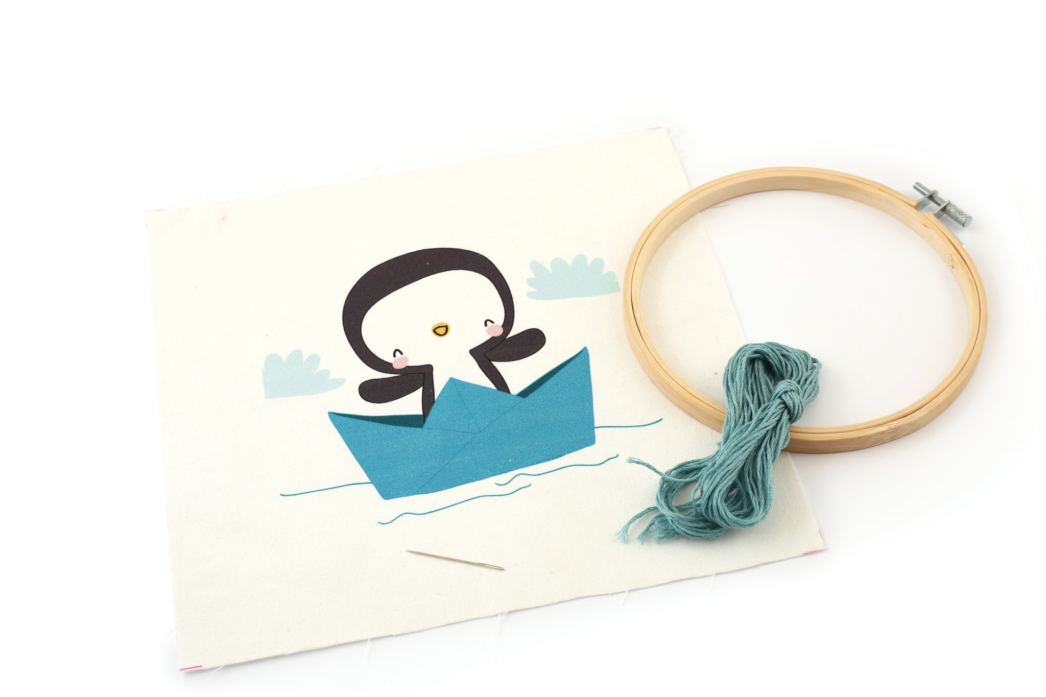 GRAINE CREATIVE Kit Broderie Partielle Cap'Taine Pingouin Ø15Cm