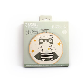 GRAINE CREATIVE Kit Broderie Partielle Chat Masque Ø15Cm