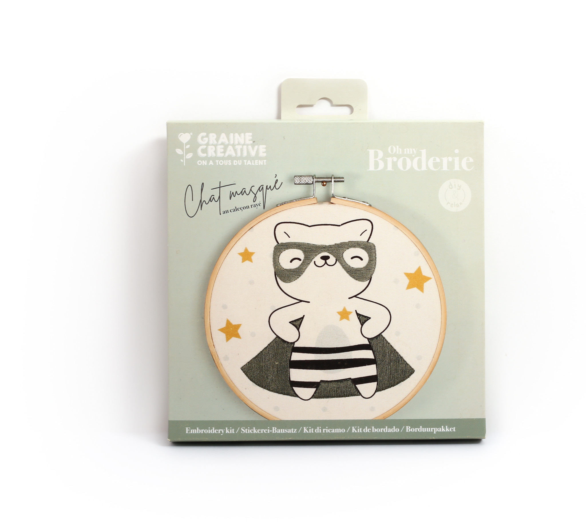 GRAINE CREATIVE Kit Broderie Partielle Chat Masque Ø15Cm