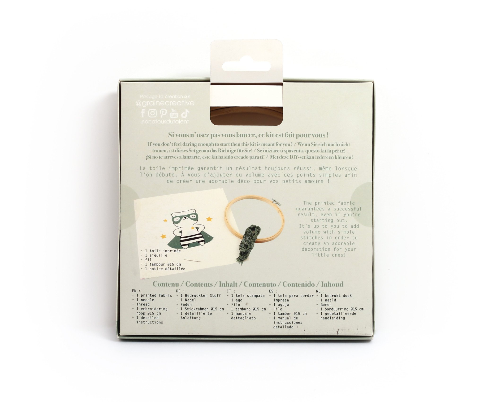 GRAINE CREATIVE Kit Broderie Partielle Chat Masque Ø15Cm