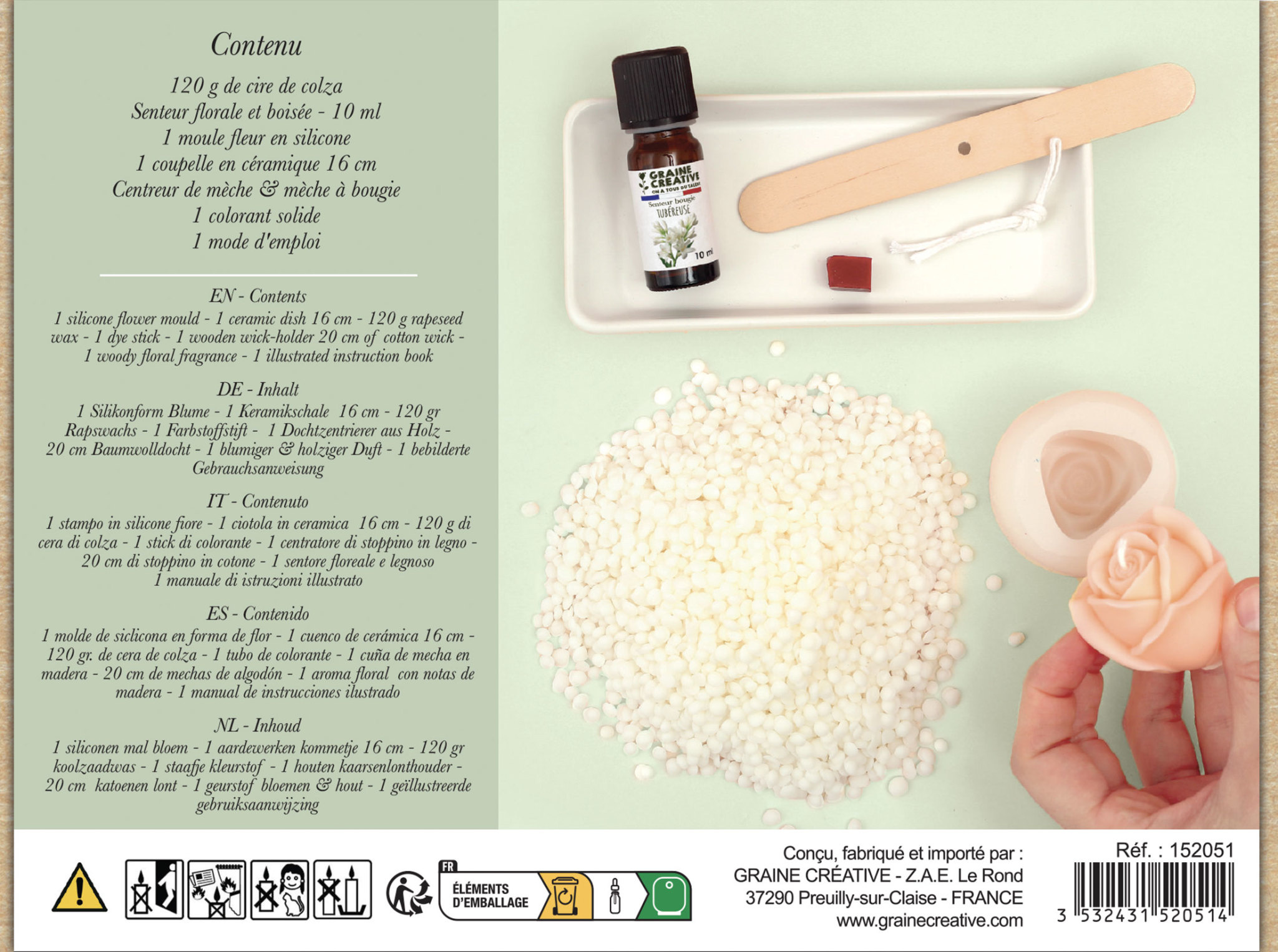 GRAINE CREATIVE Kit Bougies Trio Fleurs