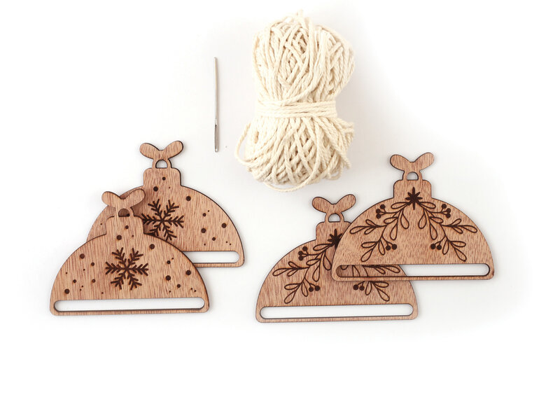 GRAINE CREATIVE Kit 4 Suspensions Bois & Macramé Noël