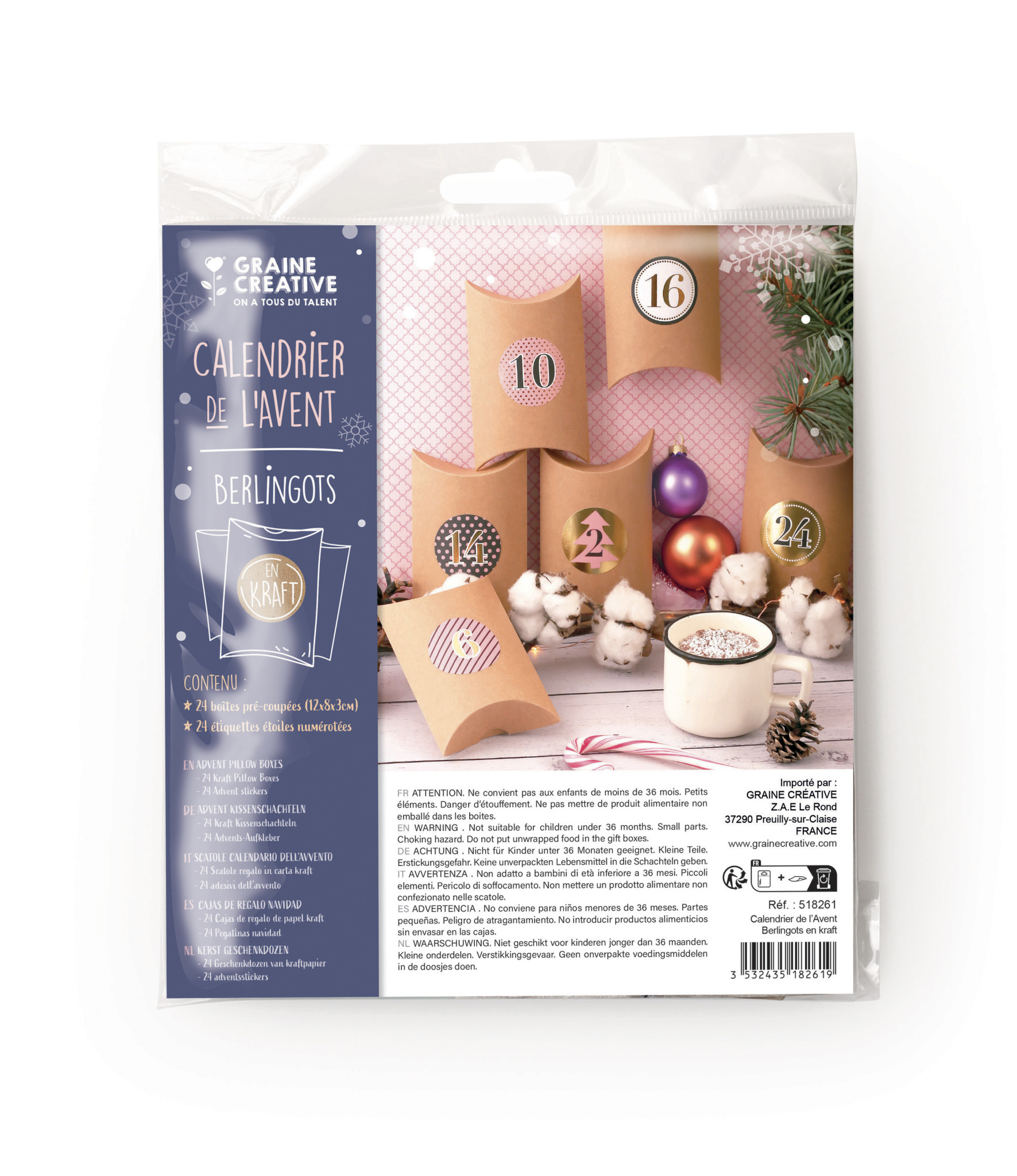 GRAINE CREATIVE Calendrier De L'Avent Boite Berlingot Kraft