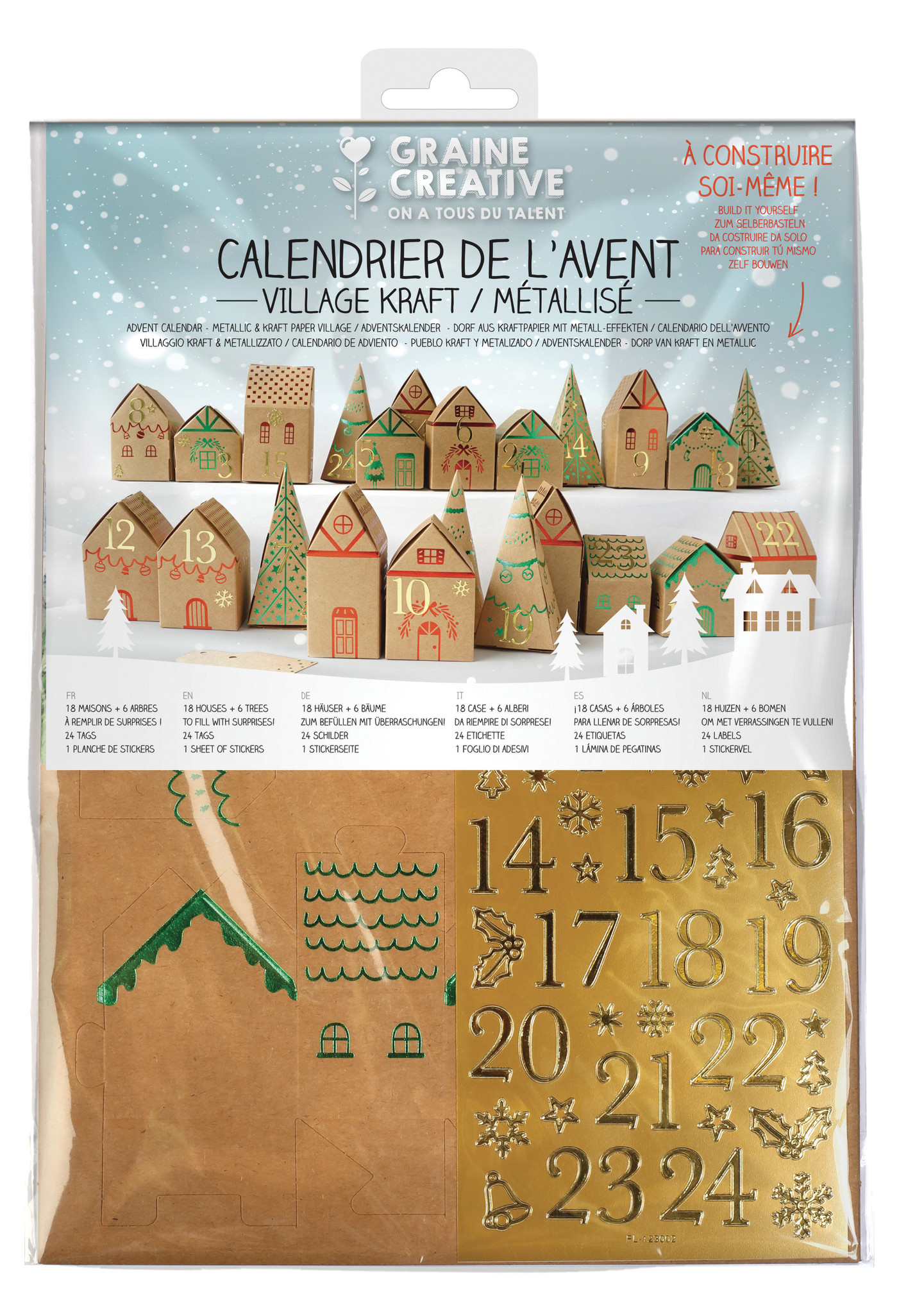 GRAINE CREATIVE Calendrier De L'Avent Village Kraft Metallise