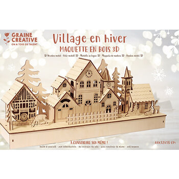 GRAINE CREATIVE Maquette Bois Decor Village 44*12*18