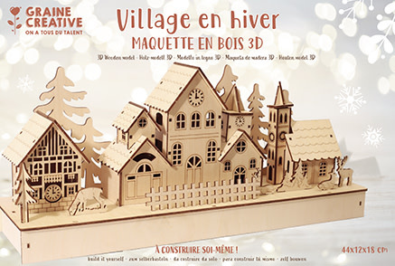 GRAINE CREATIVE Maquette Bois Decor Village 44*12*18